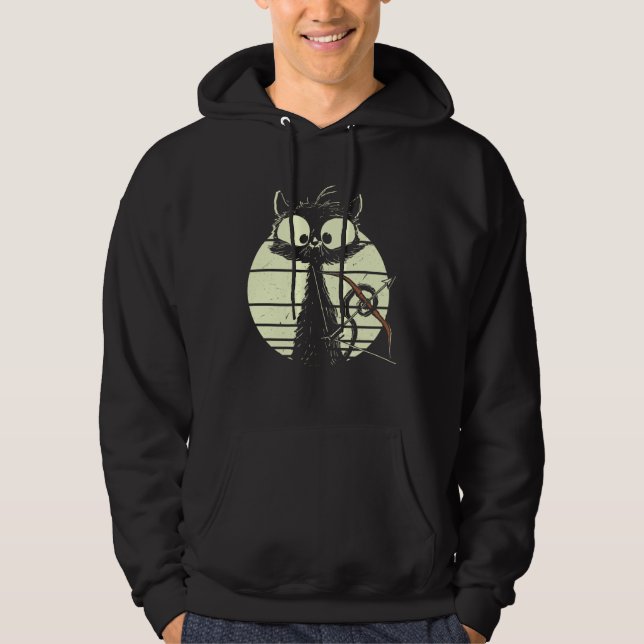 Cute Cat With Bow And Arrow Archer Cat Hoodie (Front)