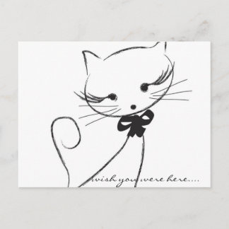 Cute Cat with Bow Postcard