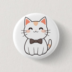 Cute Cat with Bowtie Kawaii Design 3 Cm Round Badge