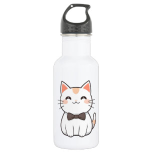 Cute Cat with Bowtie Kawaii Design 532 Ml Water Bottle
