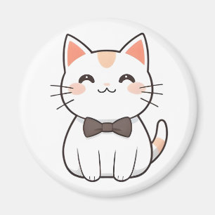 Cute Cat with Bowtie Kawaii Design Magnet