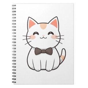Cute Cat with Bowtie Kawaii Design Notebook