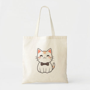 Cute Cat with Bowtie Kawaii Design Tote Bag