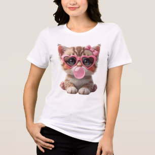 Cute Cat with Bubble Gum Tee