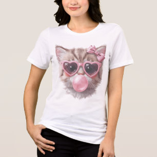 Cute Cat with Bubble Gum Tee