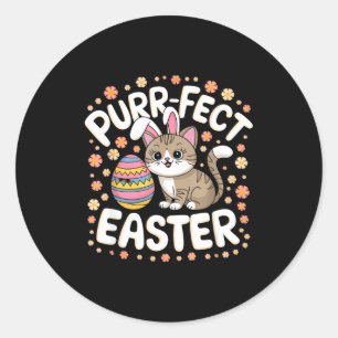 Cute cat with bunny ears fun easter pet loverCute Classic Round Sticker