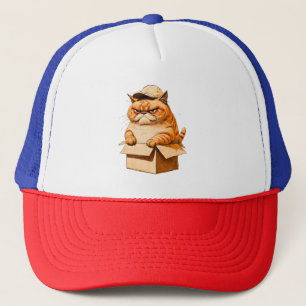 Cute Cat with Cap in Box I Almost Fit Design