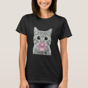 Cute cat with chewing gum bubble  cat chewing gum  T-Shirt