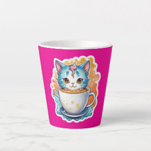 Cute Cat With Coffee Mug Cartoon Design-94678
