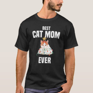 Cute cat with fairy lights Best Cat Mum Ever T-Shirt