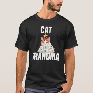 Cute cat with fairy lights  cat grandma T-Shirt