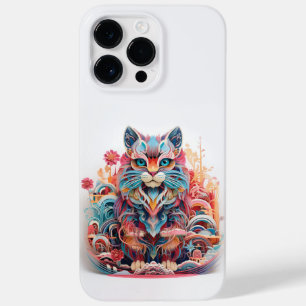 Cute Cat with flowers 3D Paper Cutout Case-Mate iPhone 14 Pro Max Case