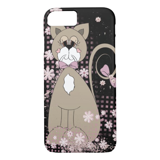 cute cat with flowers and bow tie Case-Mate iPhone case (Back)