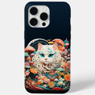 Cute Cat with flowers Paper Cut-out iPhone 15 Pro Max Case
