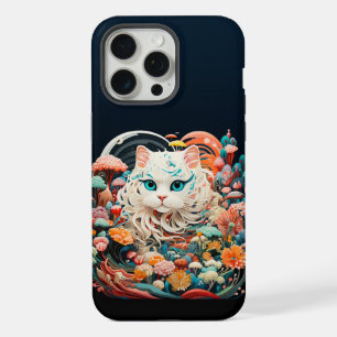 Cute Cat with flowers Paper Cut-out iPhone 15 Pro Max Case