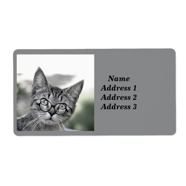 Cute Cat with Glasses Address Label (Front)