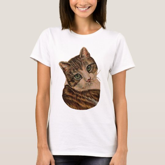 Cute Cat with Green Eyes and Tilted Head T-Shirt
