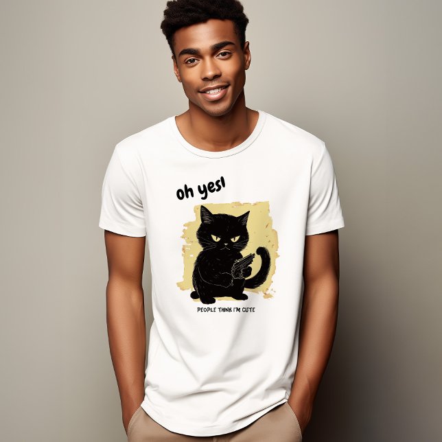 Cute Cat with Gun | Funny Mean Cat T-Shirt (Creator Uploaded)