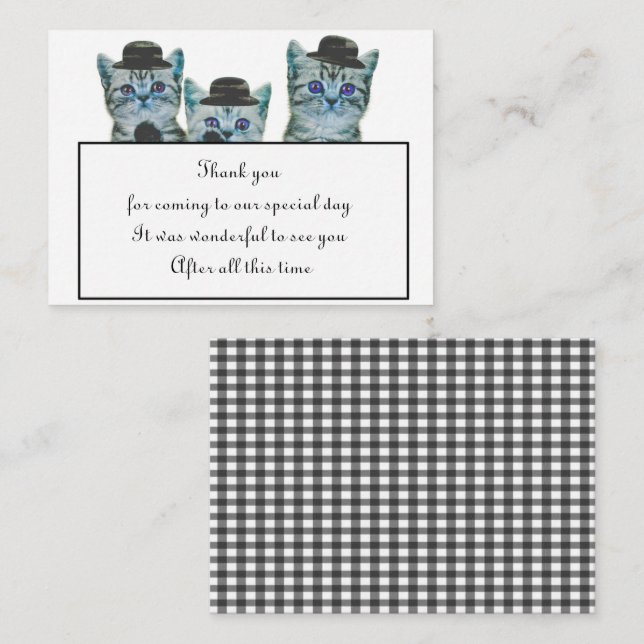 Cute Cat With Hat Thank You Card (Front/Back)