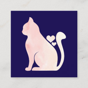Cute Cat with Hearts Square Business Card