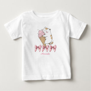 Cute Cat with Ice Cream and name T-Shirt