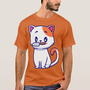 Cute Cat With Knife Cartoon T-Shirt