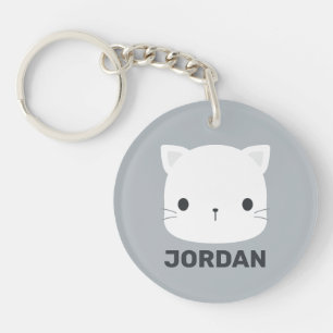 Cute Cat with Personalised Name Key Ring