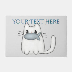 Cute Cat with Prize Fish Doormat