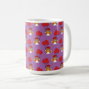 Cute Cat with Red Heart Balloons Coffee Mug
