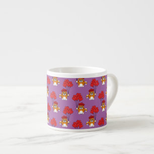 Cute Cat with Red Heart Balloons Espresso Cup