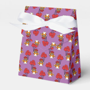 Cute Cat with Red Heart Balloons Favour Box