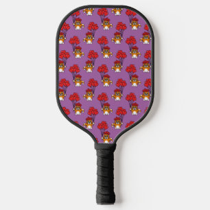 Cute Cat with Red Heart Balloons Pickleball Paddle