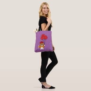 Cute Cat with Red Heart Balloons Tote Bag