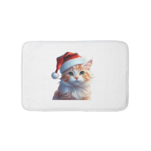 Cute cat with santa hat Classic T-Shirt Bath Mat