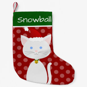 Cute Cat With Santa Hat Small Christmas Stocking