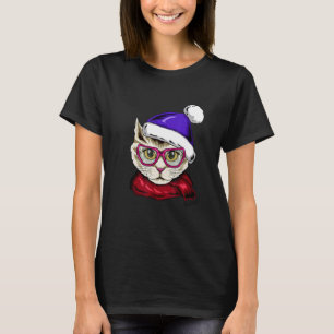 Cute Cat With Scarf and Glasses Crazy Cat Lady T-Shirt