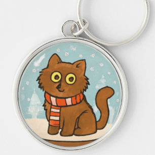 Cute Cat with Scarf Keychain
