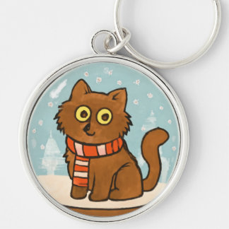 Cute Cat with Scarf Keychain