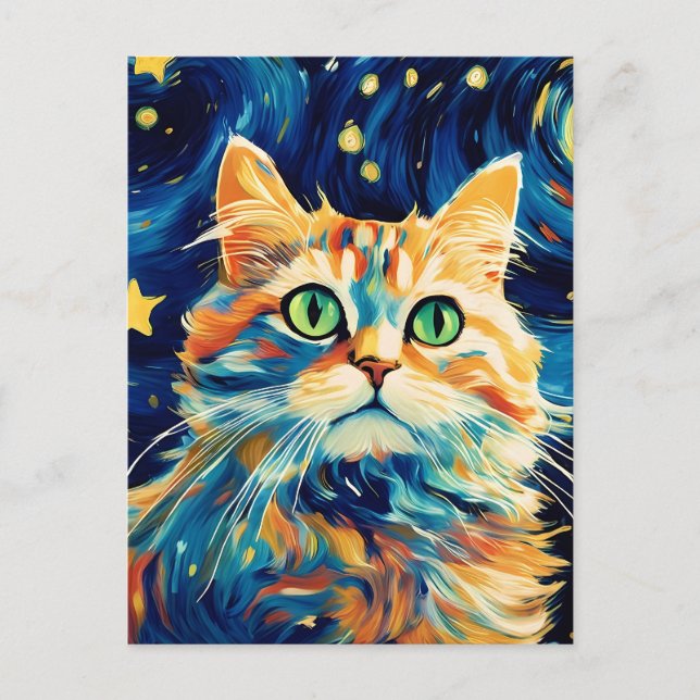 Cute cat with stars postcard (Front)