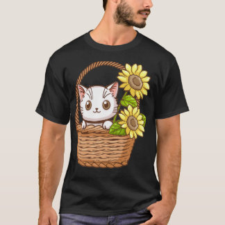cute cat with sunflower 5 T-Shirt