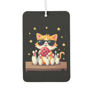 Cute Cat With Sunglasses Cat Playing Bowling For m Car Air Freshener