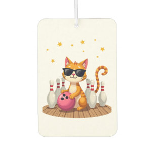 Cute Cat With Sunglasses Cat Playing Bowling For m Car Air Freshener