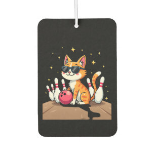Cute Cat With Sunglasses Cat Playing Bowling For m Car Air Freshener