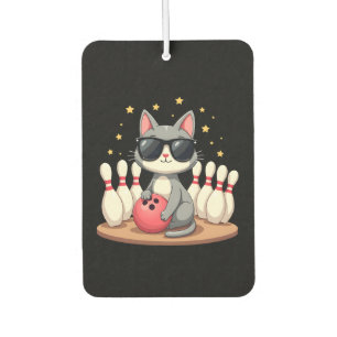 Cute Cat With Sunglasses Cat Playing Bowling For m Car Air Freshener