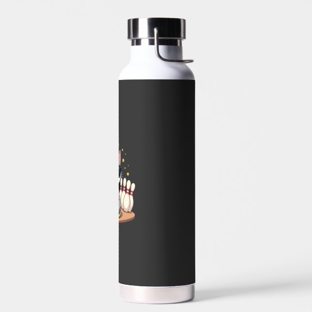 Cute Cat With Sunglasses Cat Playing Bowling For m Water Bottle (Left)