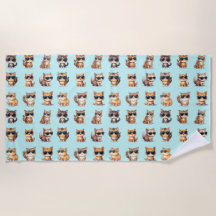 Cute Cat With Sunglasses  On Light Blue Background