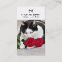 Cute cat with the red rose