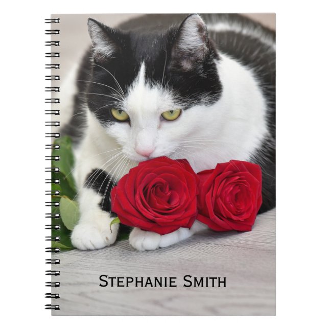Cute cat with the red rose notebook (Front)