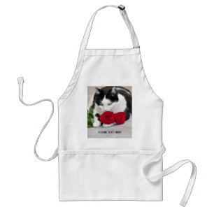 Cute cat with the red rose standard apron