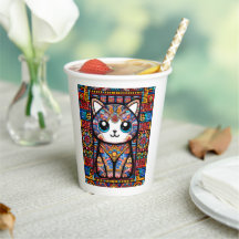 Cute Cat with Traditional Pattern Charm